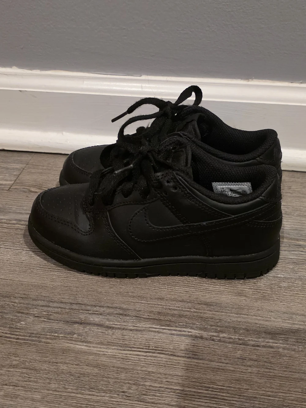 Nike Airforce 1 Little Kids Black Low-Top Sneakers | 12C